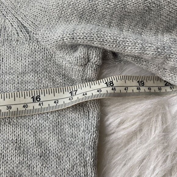 Ann Taylor LOFT Sweater Sz S Metallic Gray Sparkle Holiday Bell Sleeve Casual - Picture 7 of 9